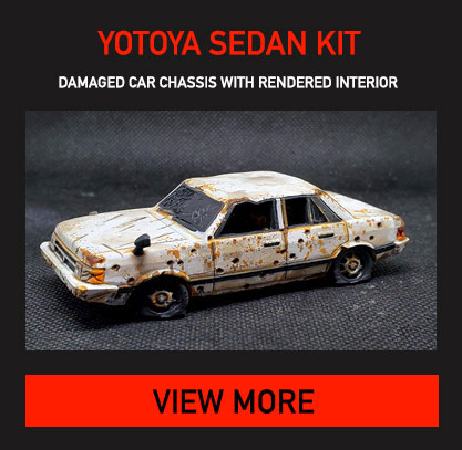28mm Yotoya War Torn Sedan Kit. Click to learn more!